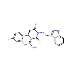 Cc1ccc2c(c1)OC(N)=C1C(=O)N(CCc3c[nH]c4ccccc34)C(=O)C[C@@H]12 ZINC000206390781