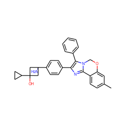 Cc1ccc2c(c1)OCn1c-2nc(-c2ccc(C3(N)CC(O)(C4CC4)C3)cc2)c1-c1ccccc1 ZINC000169703878