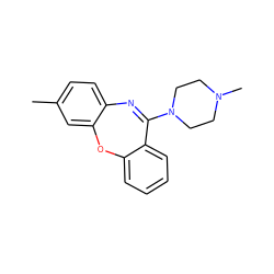 Cc1ccc2c(c1)Oc1ccccc1C(N1CCN(C)CC1)=N2 ZINC000036473906