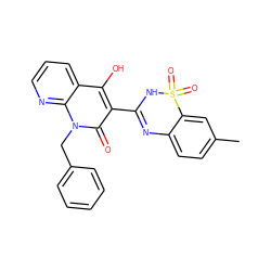 Cc1ccc2c(c1)S(=O)(=O)NC(c1c(O)c3cccnc3n(Cc3ccccc3)c1=O)=N2 ZINC000101053668