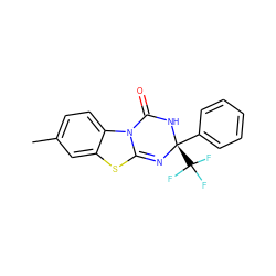 Cc1ccc2c(c1)SC1=N[C@](c3ccccc3)(C(F)(F)F)NC(=O)N12 ZINC000003198159