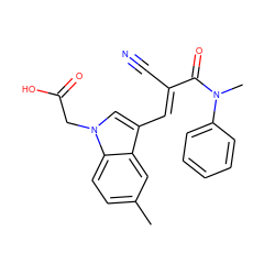 Cc1ccc2c(c1)c(/C=C(\C#N)C(=O)N(C)c1ccccc1)cn2CC(=O)O ZINC000096271113