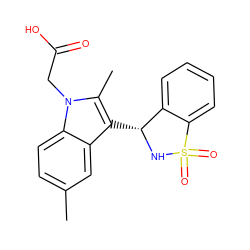 Cc1ccc2c(c1)c([C@H]1NS(=O)(=O)c3ccccc31)c(C)n2CC(=O)O ZINC000049036096