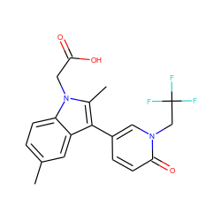 Cc1ccc2c(c1)c(-c1ccc(=O)n(CC(F)(F)F)c1)c(C)n2CC(=O)O ZINC000117015456