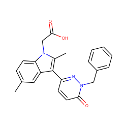 Cc1ccc2c(c1)c(-c1ccc(=O)n(Cc3ccccc3)n1)c(C)n2CC(=O)O ZINC000095560225