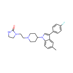 Cc1ccc2c(c1)c(-c1ccc(F)cc1)cn2C1CCN(CCN2CCNC2=O)CC1 ZINC000000604451