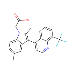 Cc1ccc2c(c1)c(-c1ccnc3c(C(F)(F)F)cccc13)c(C)n2CC(=O)O ZINC000036127006