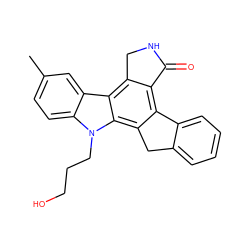 Cc1ccc2c(c1)c1c3c(c4c(c1n2CCCO)Cc1ccccc1-4)C(=O)NC3 ZINC000013530068