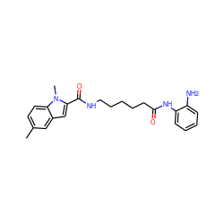 Cc1ccc2c(c1)cc(C(=O)NCCCCCC(=O)Nc1ccccc1N)n2C ZINC000117585663