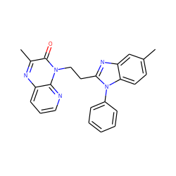 Cc1ccc2c(c1)nc(CCn1c(=O)c(C)nc3cccnc31)n2-c1ccccc1 ZINC000169349802