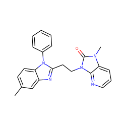 Cc1ccc2c(c1)nc(CCn1c(=O)n(C)c3cccnc31)n2-c1ccccc1 ZINC000169349801