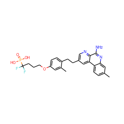 Cc1ccc2c(c1)nc(N)c1ncc(CCc3ccc(OCCCC(F)(F)P(=O)(O)O)cc3C)cc12 ZINC000113408102