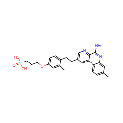 Cc1ccc2c(c1)nc(N)c1ncc(CCc3ccc(OCCCP(=O)(O)O)cc3C)cc12 ZINC000068250619