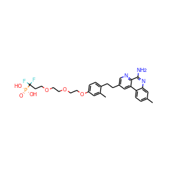 Cc1ccc2c(c1)nc(N)c1ncc(CCc3ccc(OCCOCCOCCC(F)(F)P(=O)(O)O)cc3C)cc12 ZINC000068250604