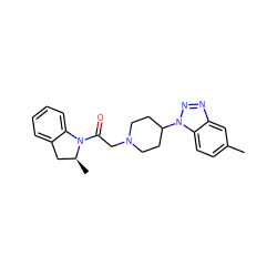 Cc1ccc2c(c1)nnn2C1CCN(CC(=O)N2c3ccccc3C[C@@H]2C)CC1 ZINC000004968203