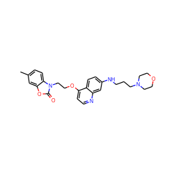 Cc1ccc2c(c1)oc(=O)n2CCOc1ccnc2cc(NCCCN3CCOCC3)ccc12 ZINC000653722426