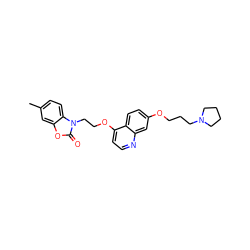 Cc1ccc2c(c1)oc(=O)n2CCOc1ccnc2cc(OCCCN3CCCC3)ccc12 ZINC000653747407