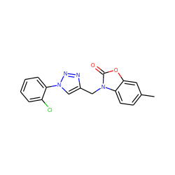 Cc1ccc2c(c1)oc(=O)n2Cc1cn(-c2ccccc2Cl)nn1 ZINC000103275523