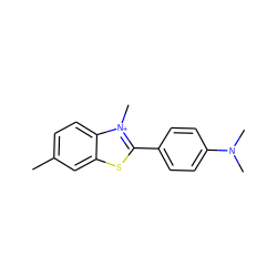 Cc1ccc2c(c1)sc(-c1ccc(N(C)C)cc1)[n+]2C ZINC000003861628