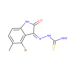 Cc1ccc2c(c1Br)/C(=N/NC(N)=S)C(=O)N2 ZINC000018066160