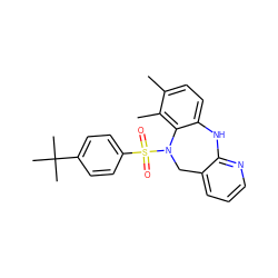 Cc1ccc2c(c1C)N(S(=O)(=O)c1ccc(C(C)(C)C)cc1)Cc1cccnc1N2 ZINC000095579134