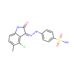 Cc1ccc2c(c1Cl)/C(=N/Nc1ccc(S(N)(=O)=O)cc1)C(=O)N2 ZINC000013470476