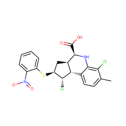 Cc1ccc2c(c1Cl)N[C@H](C(=O)O)[C@@H]1C[C@H](Sc3ccccc3[N+](=O)[O-])[C@@H](Cl)[C@@H]21 ZINC000254029408