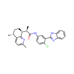 Cc1ccc2c(n1)[C@H]([C@@H](C)C(=O)Nc1ccc(Cl)c(-c3nc4ccccc4[nH]3)c1)CC[C@H]2C ZINC001772648944