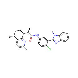 Cc1ccc2c(n1)[C@H]([C@@H](C)C(=O)Nc1ccc(Cl)c(-c3nc4ccccc4n3C)c1)CC[C@H]2C ZINC001772599524