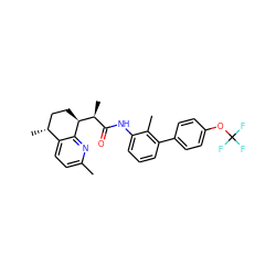 Cc1ccc2c(n1)[C@H]([C@@H](C)C(=O)Nc1cccc(-c3ccc(OC(F)(F)F)cc3)c1C)CC[C@H]2C ZINC001772607072