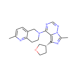 Cc1ccc2c(n1)CCN(c1ncnn3c(C)nc([C@@H]4CCOC4)c13)C2 ZINC000169711770