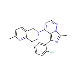 Cc1ccc2c(n1)CCN(c1ncnn3c(C)nc(-c4ccccc4F)c13)C2 ZINC000169711769