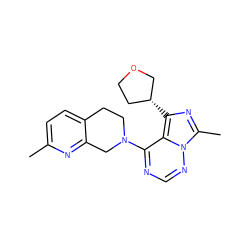 Cc1ccc2c(n1)CN(c1ncnn3c(C)nc([C@@H]4CCOC4)c13)CC2 ZINC000169711704