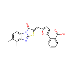 Cc1ccc2c(nc3s/c(=C\c4ccc(-c5ccccc5C(=O)O)o4)c(=O)n32)c1C ZINC000006459890