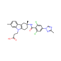 Cc1ccc2c3c(n(CCC(=O)O)c2c1)CC[C@@](C)(NC(=O)c1c(Cl)cc(-n2cnc(C)n2)cc1Cl)C3 ZINC000473145715