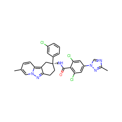 Cc1ccc2c3c(nn2c1)CC[C@](NC(=O)c1c(Cl)cc(-n2cnc(C)n2)cc1Cl)(c1cccc(Cl)c1)C3 ZINC000473154247