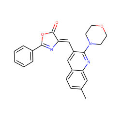 Cc1ccc2cc(/C=C3\N=C(c4ccccc4)OC3=O)c(N3CCOCC3)nc2c1 ZINC000019949685