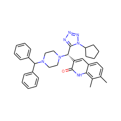 Cc1ccc2cc([C@@H](c3nnnn3C3CCCC3)N3CCN(C(c4ccccc4)c4ccccc4)CC3)c(=O)[nH]c2c1C ZINC000022872700