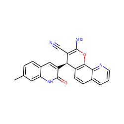 Cc1ccc2cc([C@H]3C(C#N)=C(N)Oc4c3ccc3cccnc43)c(=O)[nH]c2c1 ZINC000008578354