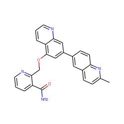 Cc1ccc2cc(-c3cc(OCc4ncccc4C(N)=O)c4cccnc4c3)ccc2n1 ZINC000147819918