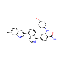 Cc1ccc2cc(-c3cccc4c(-c5ccc(C(N)=O)c(NC6CCC(O)CC6)c5)nccc34)cnc2c1 ZINC000145558147