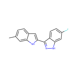 Cc1ccc2cc(-c3n[nH]c4cc(F)ccc34)[nH]c2c1 ZINC000064559082