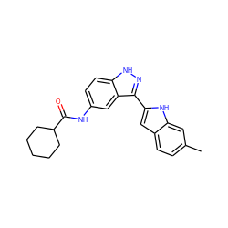 Cc1ccc2cc(-c3n[nH]c4ccc(NC(=O)C5CCCCC5)cc34)[nH]c2c1 ZINC000066102280