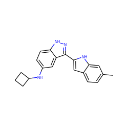 Cc1ccc2cc(-c3n[nH]c4ccc(NC5CCC5)cc34)[nH]c2c1 ZINC000066097530