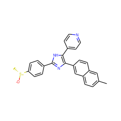 Cc1ccc2cc(-c3nc(-c4ccc([S@@+](C)[O-])cc4)[nH]c3-c3ccncc3)ccc2c1 ZINC000028823973