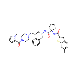 Cc1ccc2cc(C(=O)NC3(C(=O)N[C@@H](CCCN4CCN(C(=O)c5cccn5C)CC4)Cc4ccccc4)CCCC3)sc2c1 ZINC000049777059