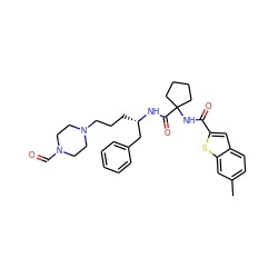 Cc1ccc2cc(C(=O)NC3(C(=O)N[C@@H](CCCN4CCN(C=O)CC4)Cc4ccccc4)CCCC3)sc2c1 ZINC000049775577