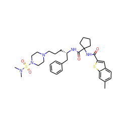 Cc1ccc2cc(C(=O)NC3(C(=O)N[C@@H](CCCN4CCN(S(=O)(=O)N(C)C)CC4)Cc4ccccc4)CCCC3)sc2c1 ZINC000049775759