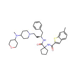 Cc1ccc2cc(C(=O)NC3(C(=O)N[C@@H](CCN4CCC(N(C)C5CCOCC5)CC4)Cc4ccccc4)CCCC3)sc2c1 ZINC000049777427