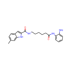 Cc1ccc2cc(C(=O)NCCCCCC(=O)Nc3ccccc3N)[nH]c2c1 ZINC000117585748